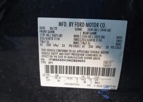 2022 Ford Explorer Xlt from USA, damaged, VIN 1FMSK8DH3NGB69053